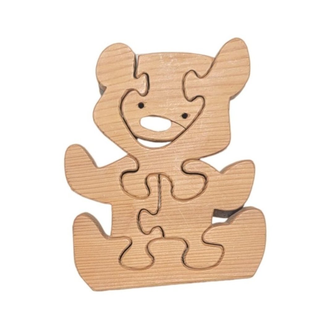 Hand made wooden bear puzzle for toddlers by enchanted woods by Brian Jay Carson
